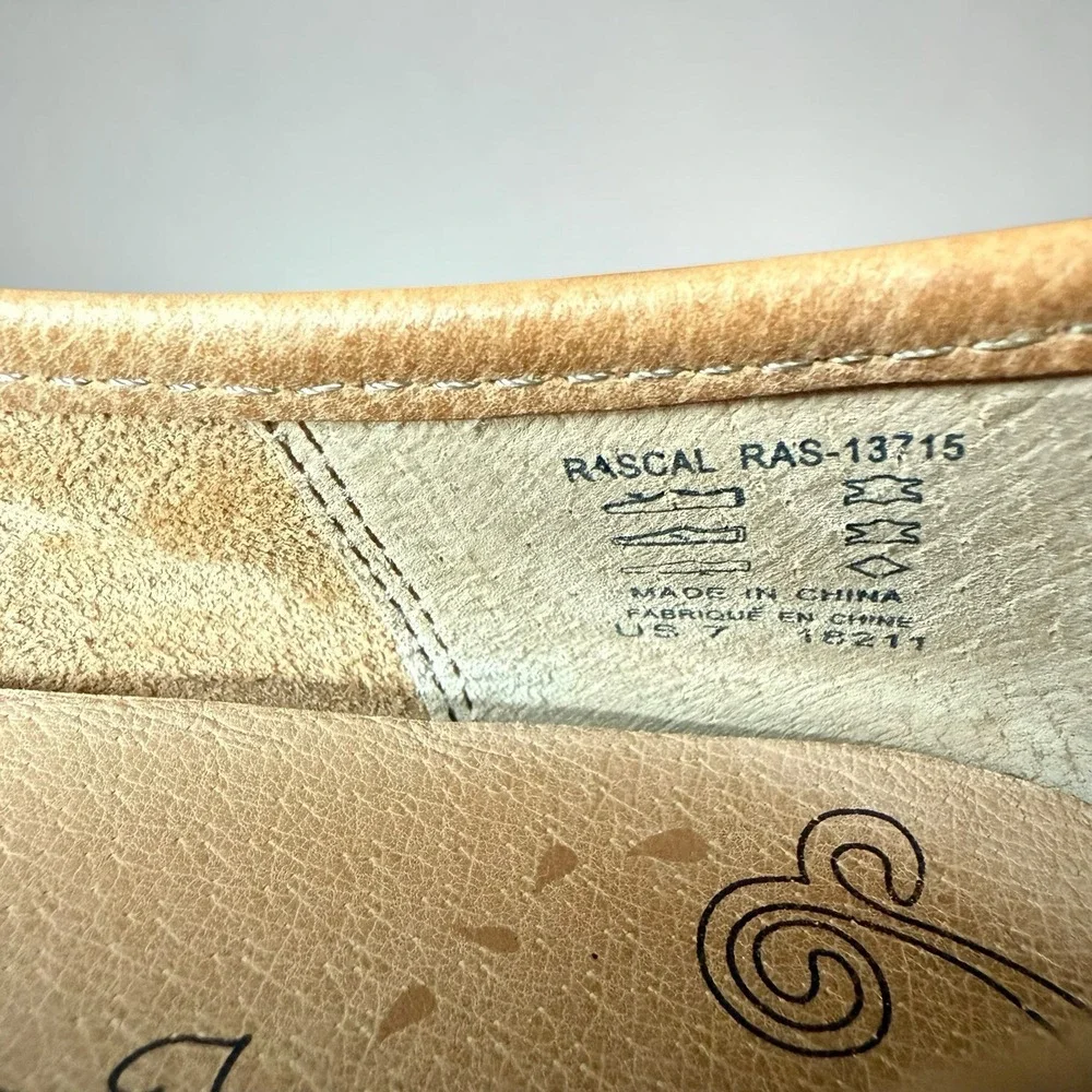 Taos Ballet Flats Loafers Shoes Womens 7 Cognac Tan Leather Slip Ons Minimalist